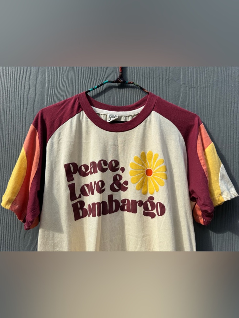 Peace Love & Bombargo Custom Cut & Sew Tee Shirt Unisex Size SM - Picture 8 of 14